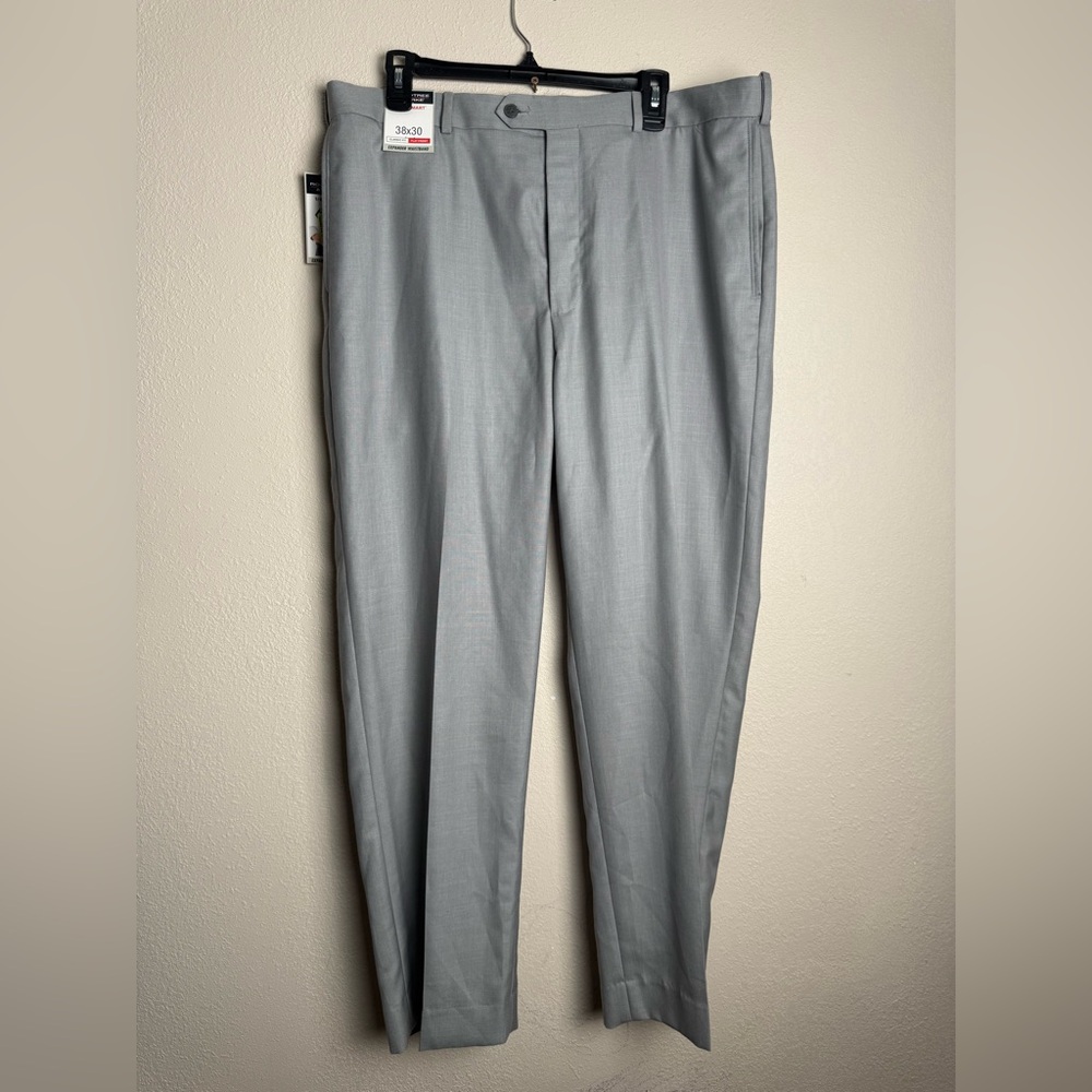Roundtree & Yorke Men Size‎ 38 New Gray Classic Fit Flat Front expandable waist